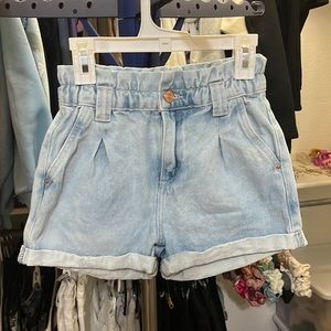 Kids Elastic Waistband Blue Denim Shorts No Damages Girls 7-8 / 126 CM